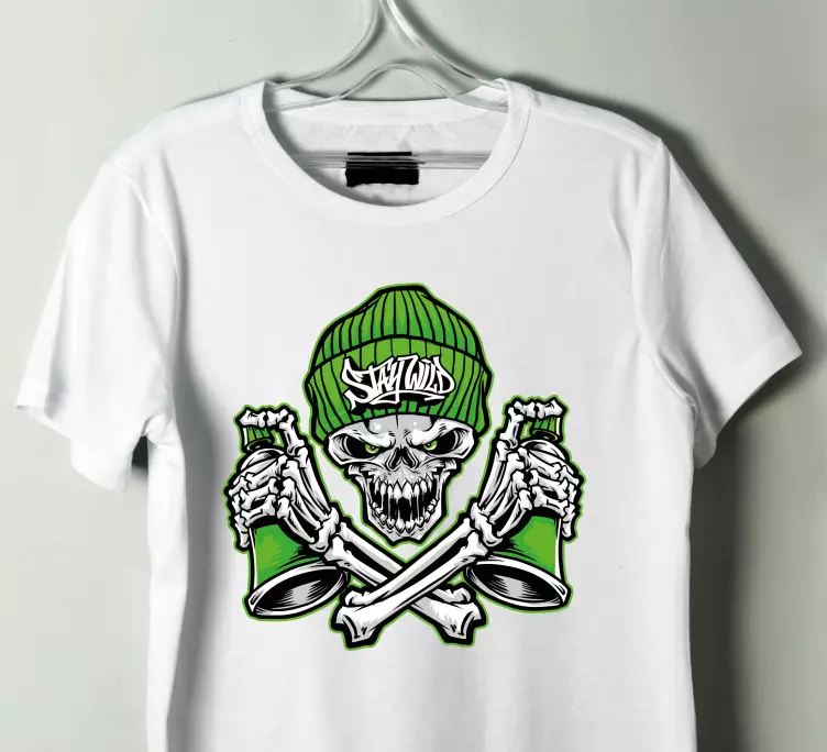 Camiseta personalizada de graffiti de gafas de calavera verde - TenVinilo