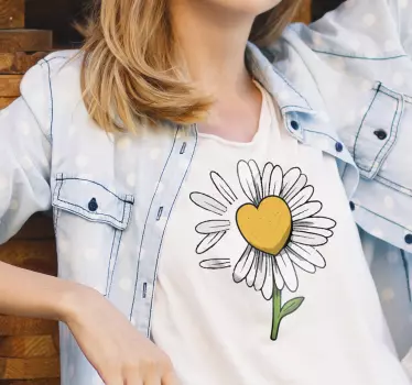 Camiseta para niños corazón flor margarita - TenVinilo