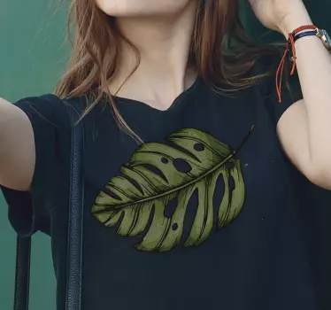 Camiseta moda primaveral con hojas - TenVinilo