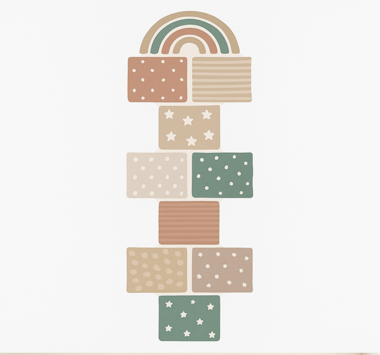 Alfombra vinílica infantil juego de rayuela beige - TenVinilo