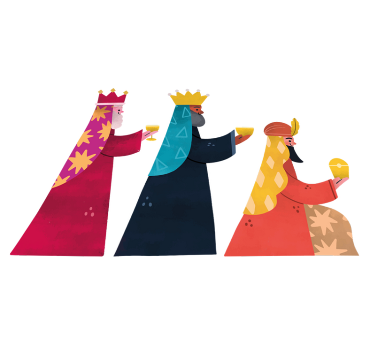 Alfombra vinílica navidad reyes magos acuarela - TenVinilo