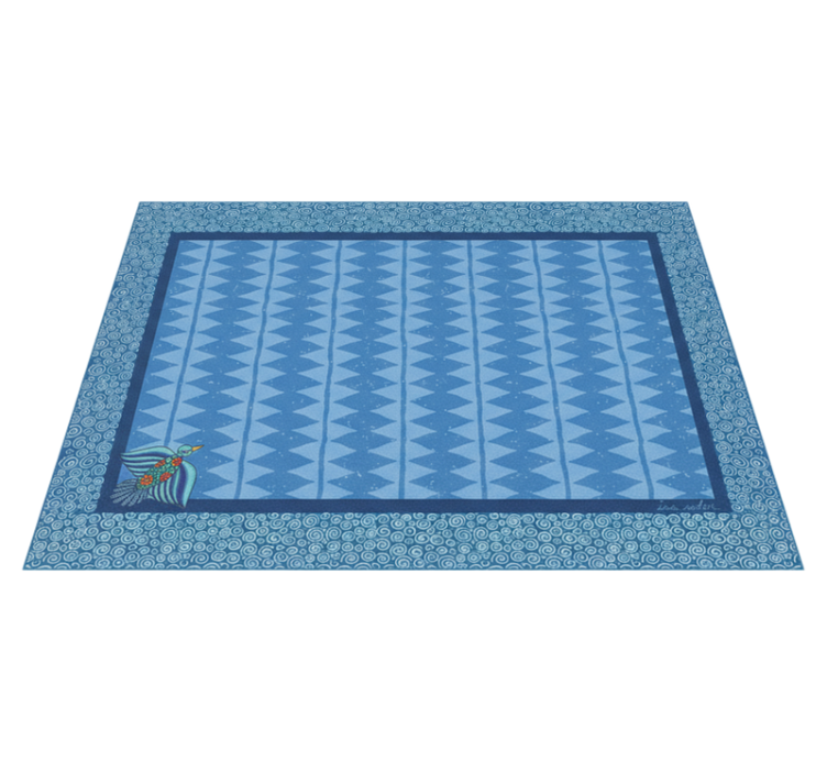 Alfombra vinílica salón diseño de pájaros azules - TenVinilo