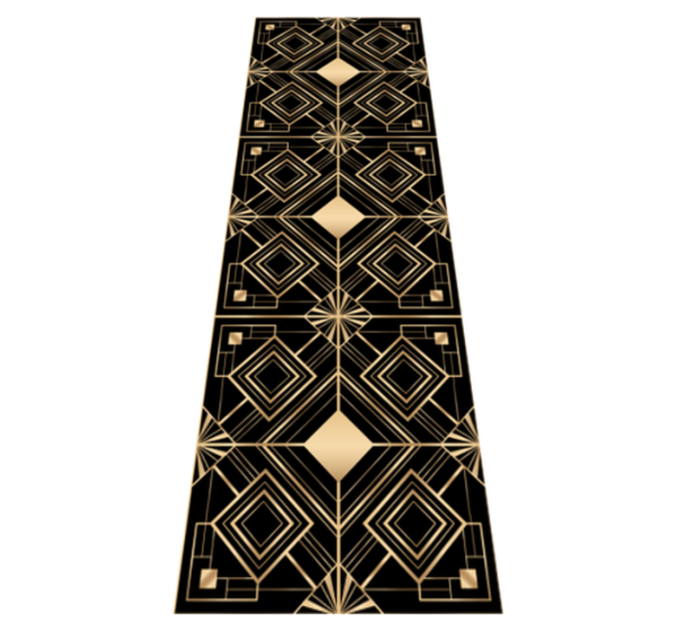 Alfombra vinílica geométrica arte moderno negro y dorado - TenVinilo