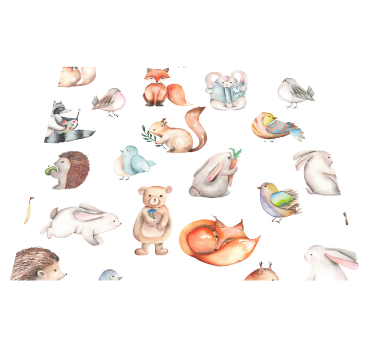 Alfombra vinílica infantil animales del bosque sencillos - TenVinilo