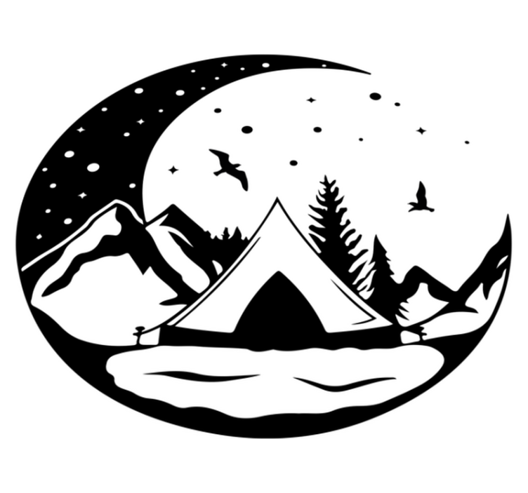 Alfombra vinílica naturaleza montaña y luna noche - TenVinilo
