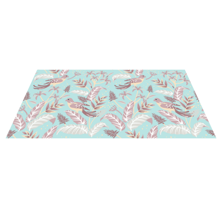 Alfombra vinílica naturaleza patrón floral azul y rosa - TenVinilo