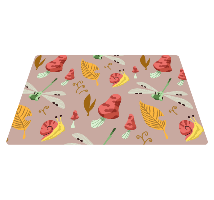 Alfombra vinílica naturaleza patrón de fauna y flora otoño - TenVinilo