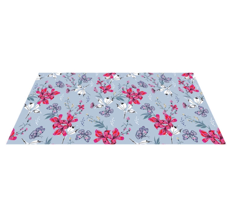 Alfombra vinílica naturaleza patrón de mariposas florales - TenVinilo