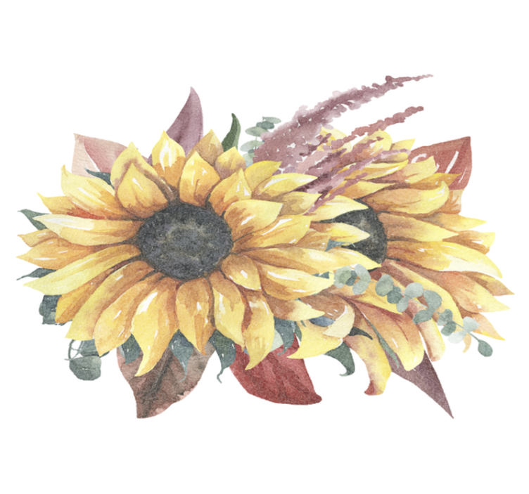 Alfombra vinílica naturaleza arreglo floral de girasoles - TenVinilo