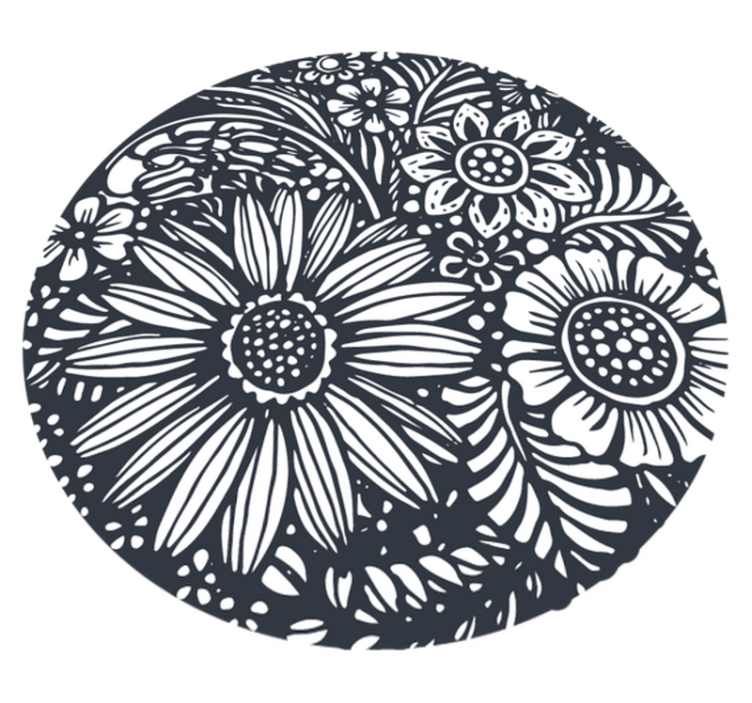 Alfombra vinílica naturaleza círculo de flores - TenVinilo