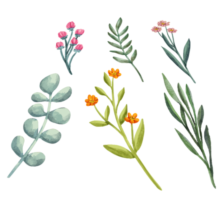 Alfombra vinílica flores ramas de plantas - TenVinilo