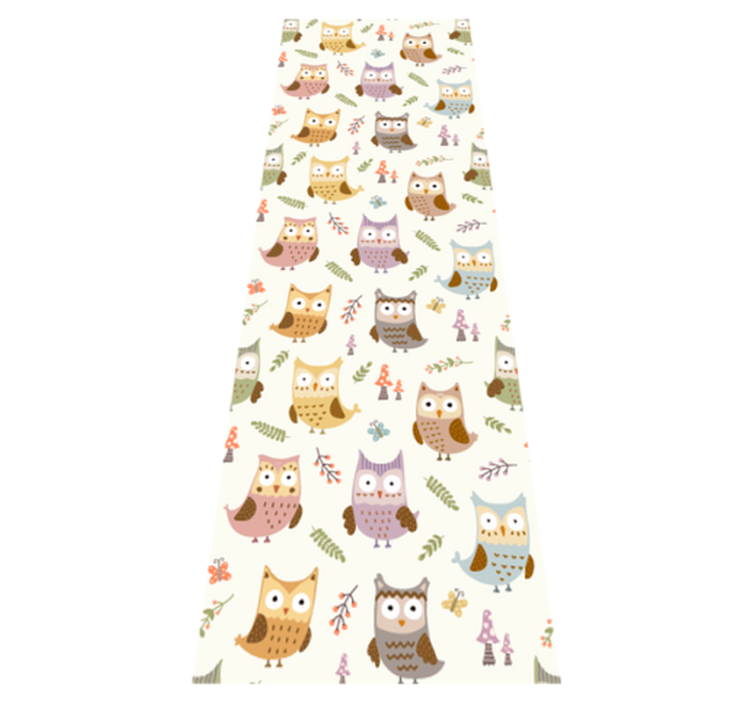 Alfombra vinílica dormitorio búhos adorables con profesiones - TenVinilo