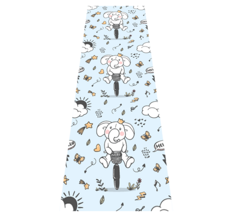 Alfombra vinílica dormitorio patrón elefante en bicicleta - TenVinilo