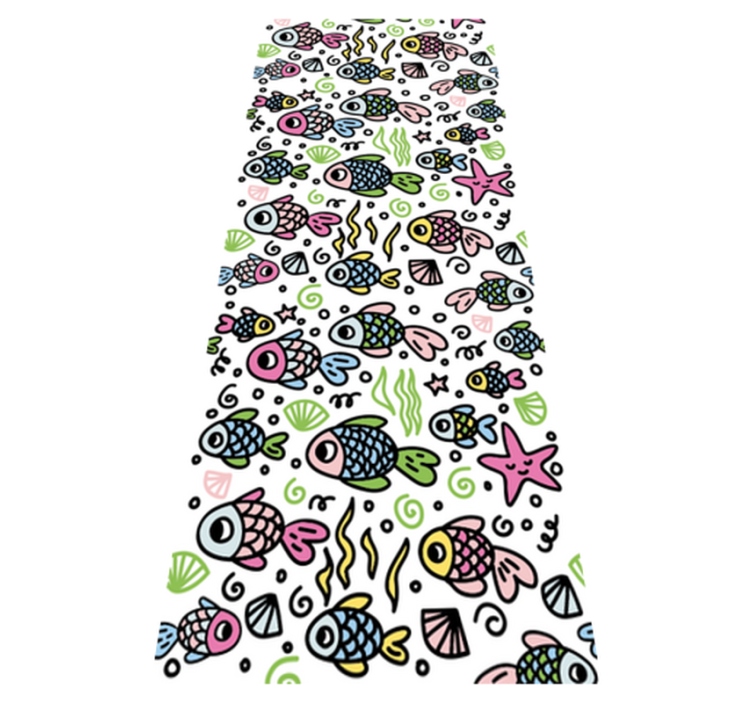 Alfombra vinílica dormitorio diseño de peces multicolor - TenVinilo