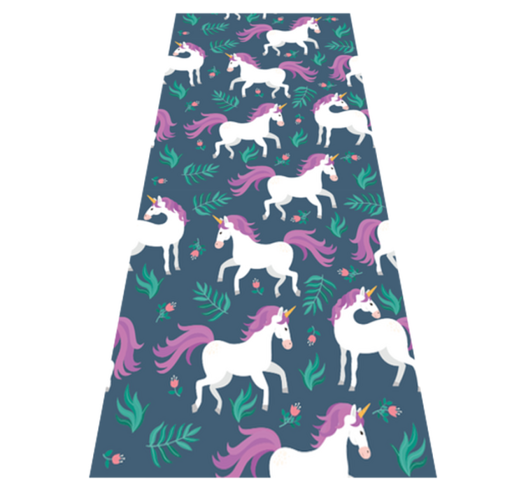 Alfombra vinílica dormitorio patrón unicornio azul - TenVinilo