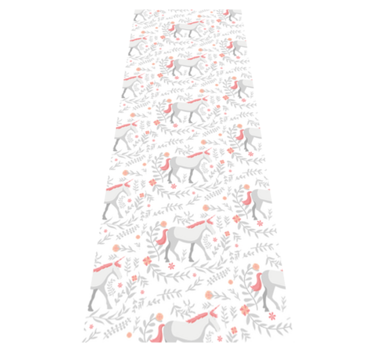 Alfombra vinílica dormitorio patrón de unicornios y hojas - TenVinilo