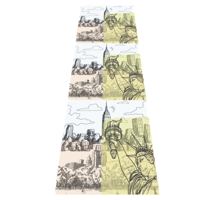 Alfombra vinílica dormitorio collage vintage neoyorquino - TenVinilo