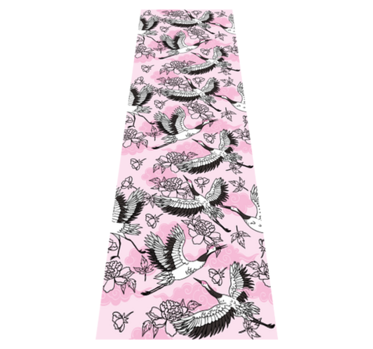 Alfombra vinílica dormitorio patrón moderno aves rosas - TenVinilo