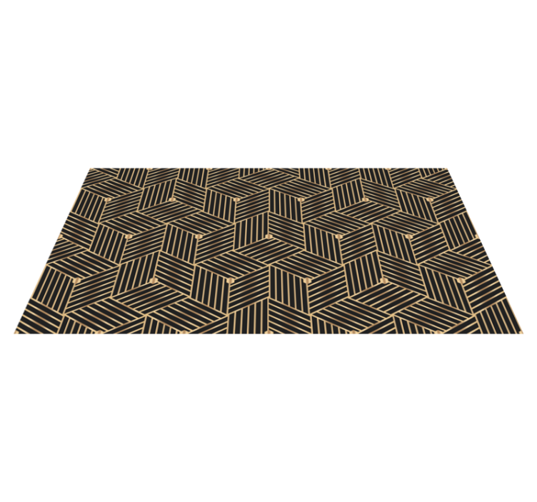 Alfombra vinílica geométrica patrón decorativo dorado - TenVinilo