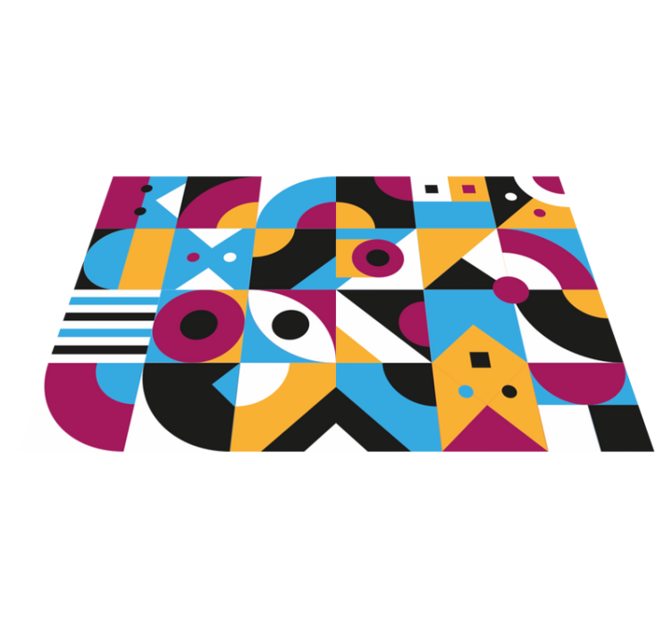 Alfombra vinílica geométrica formas geométricas de colores - TenVinilo