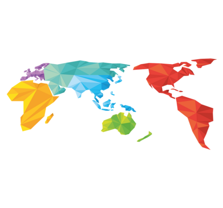 Alfombra vinílica geométrica mapa mundial colorido - TenVinilo