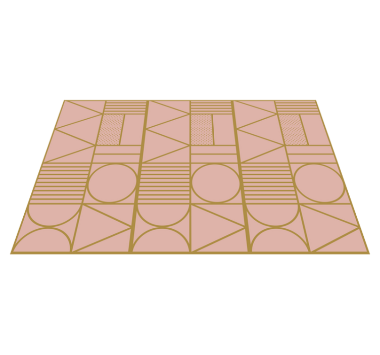 Alfombra vinílica geométrica bloque dorado y rosa - TenVinilo
