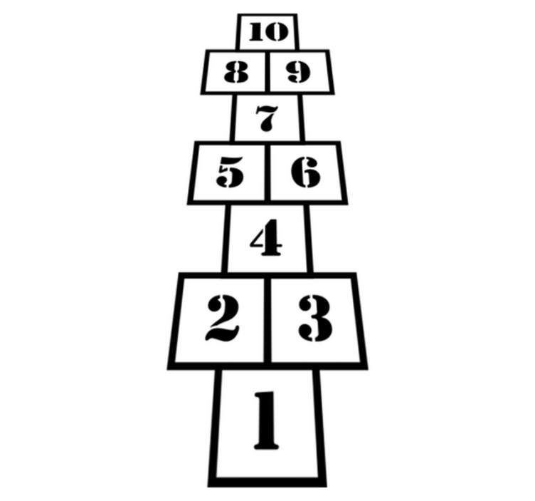 Alfombra vinílica infantil rayuela en blanco y negro - TenVinilo