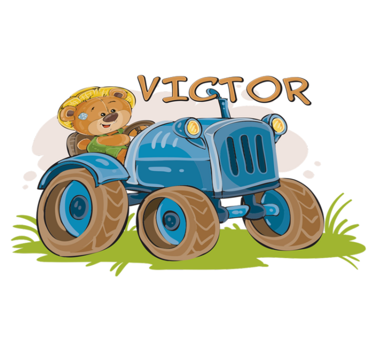 Alfombra vinílica infantil tractor personalizable - TenVinilo