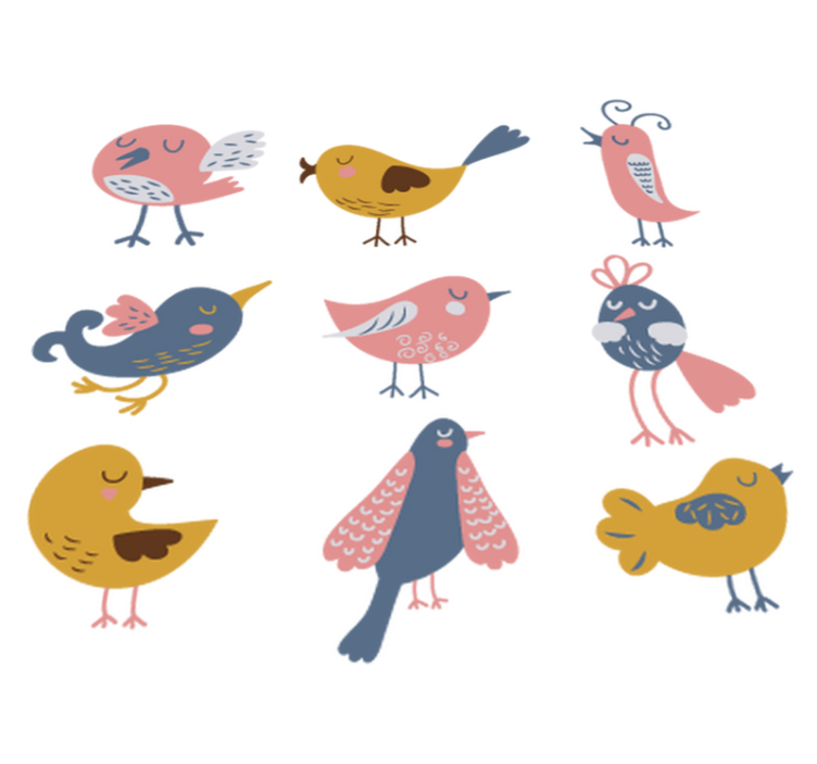 Alfombra vinílica infantil sticker pegatina nueve pájaros - TenVinilo