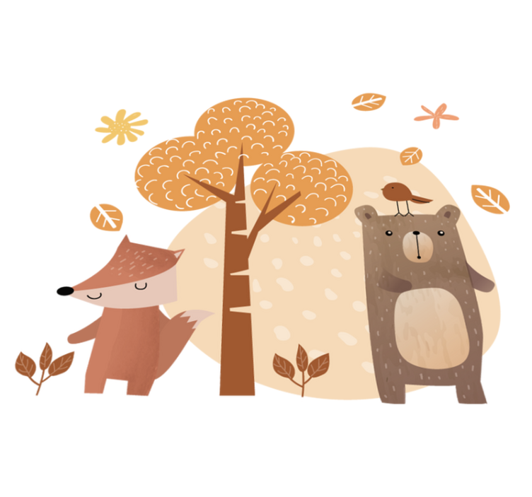 Alfombra vinílica infantil animales y árbol - TenVinilo