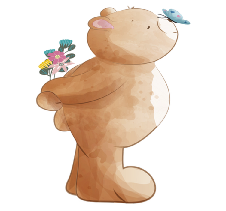 Alfombra vinílica infantil pegatina de oso y mariposa - TenVinilo