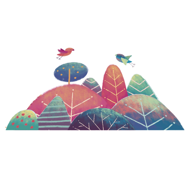 Alfombra vinílica infantil árboles azules y rosas - TenVinilo