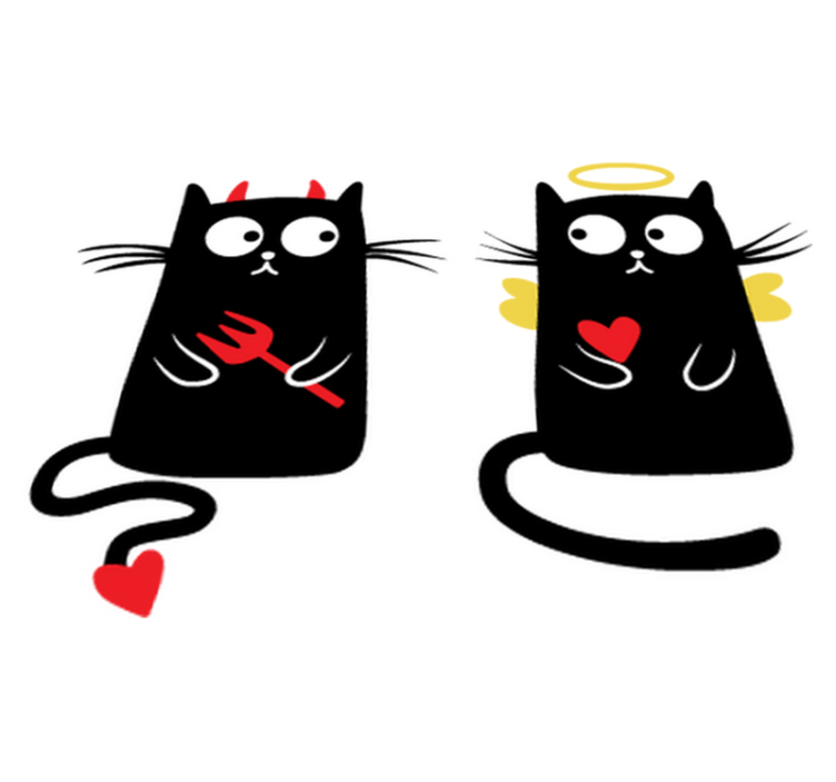 Alfombra vinílica infantil gato bueno y malo - TenVinilo