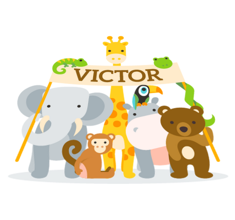 Alfombra vinílica infantil animales acogedores con nombre - TenVinilo