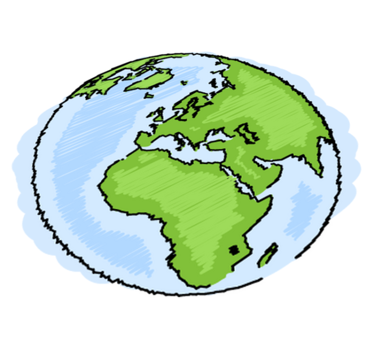 Alfombra vinílica infantil mapa del mundo verde y azul - TenVinilo