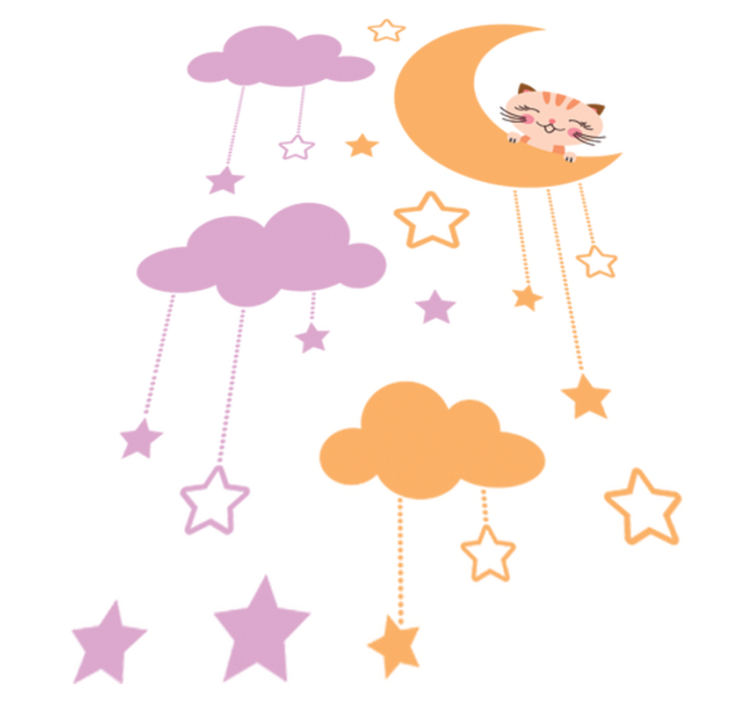 Alfombra vinílica infantil sticker de luna y gato - TenVinilo