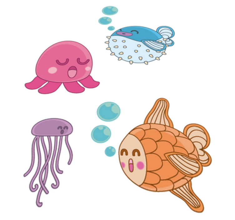 Alfombra vinílica infantil sticker ilustración peces - TenVinilo