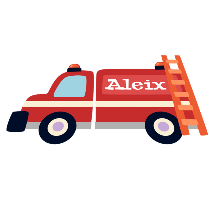 Alfombra vinílica infantil coche de bomberos personalizado - TenVinilo