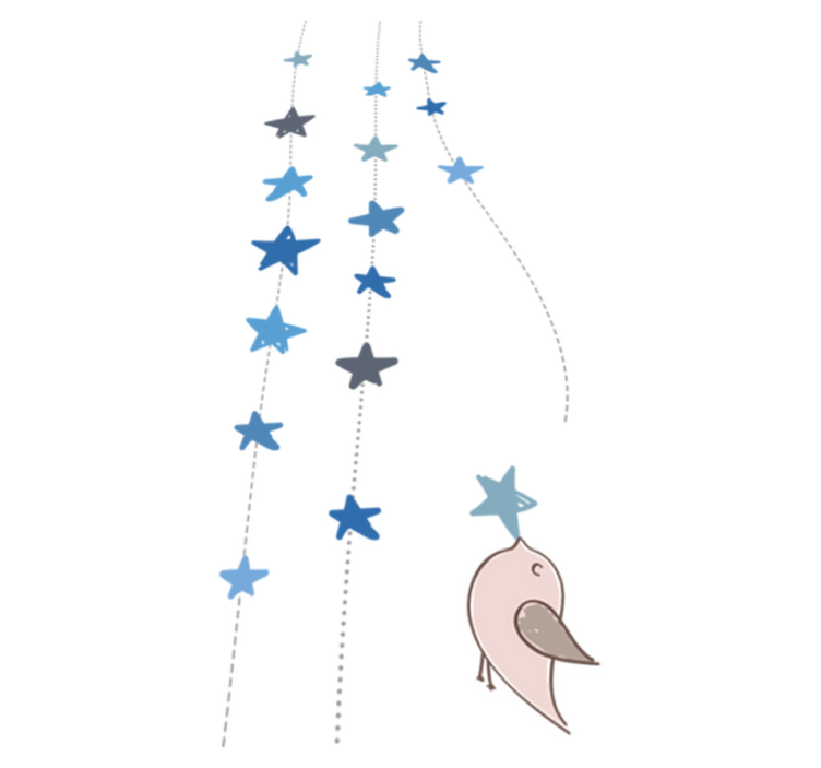 Alfombra vinílica infantil estrellas azules y pájaro - TenVinilo