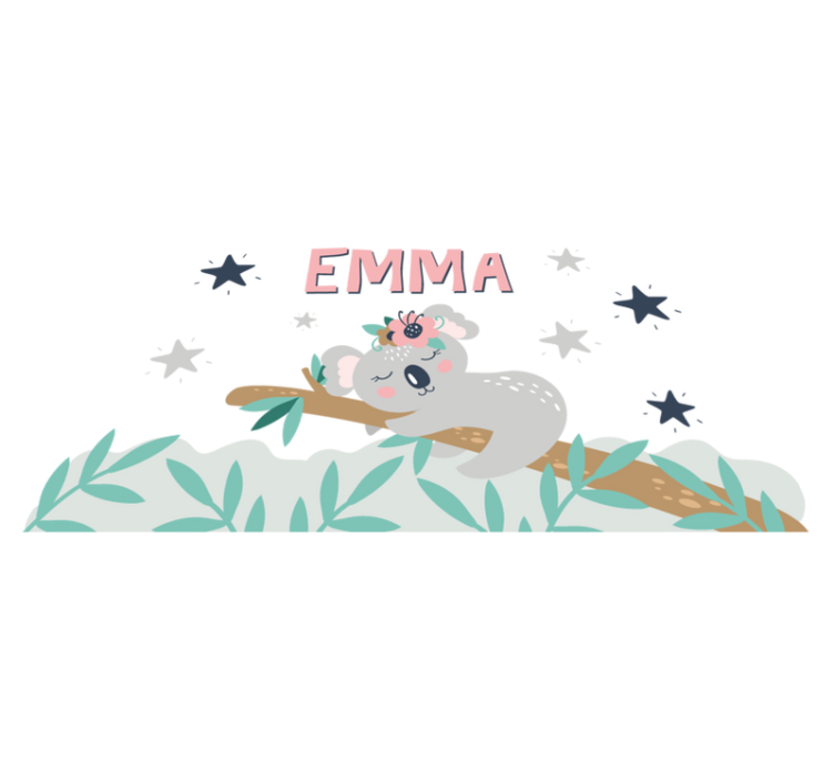 Alfombra vinílica infantil koala lindo para niña con nombre - TenVinilo