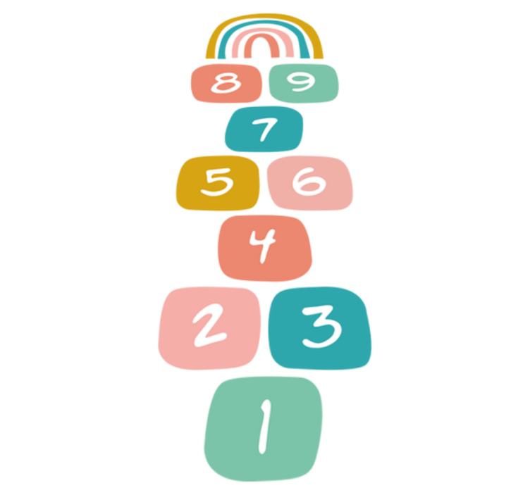 Alfombra vinílica infantil rayuela con arcoíris - TenVinilo