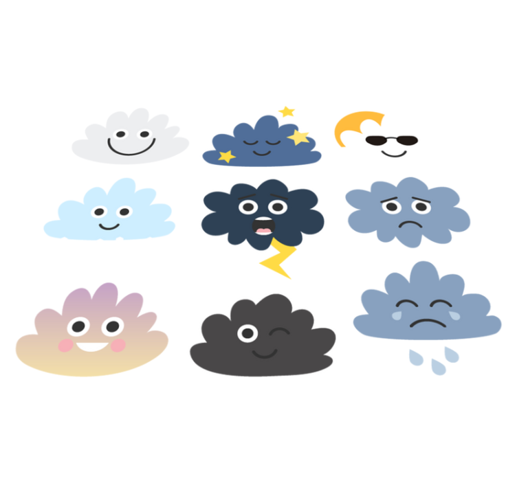 Alfombra vinílica infantil nubes sonrientes - TenVinilo