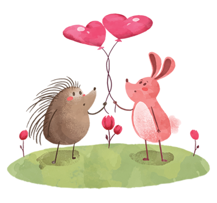 Alfombra vinílica infantil erizo y conejo - TenVinilo