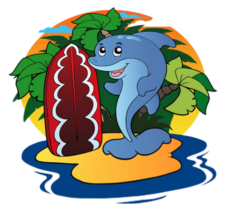 Alfombra vinílica infantil surfing delfín - TenVinilo