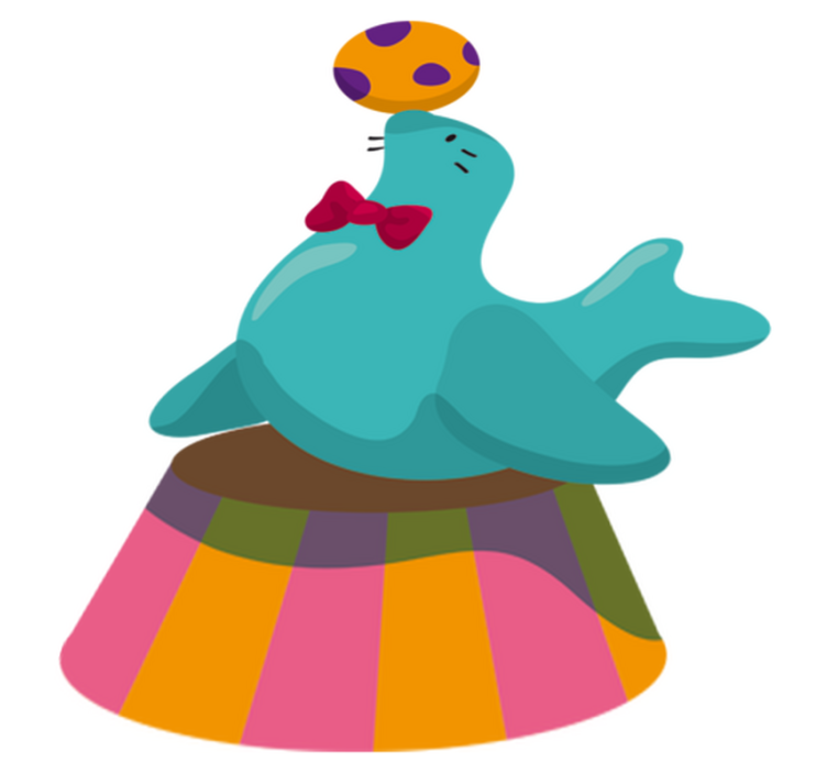 Alfombra vinílica infantil adhesivo foca cirquera con pelota - TenVinilo