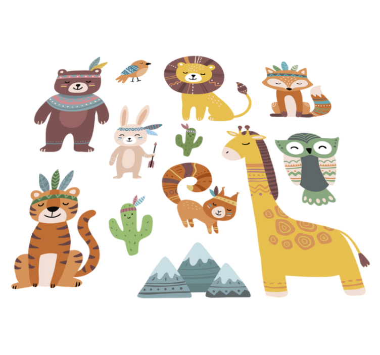 Alfombra vinílica infantil animales tribales divertidos - TenVinilo