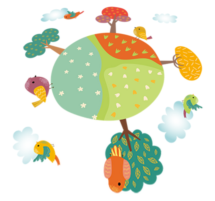 Alfombra vinílica infantil primavera circular con animales - TenVinilo