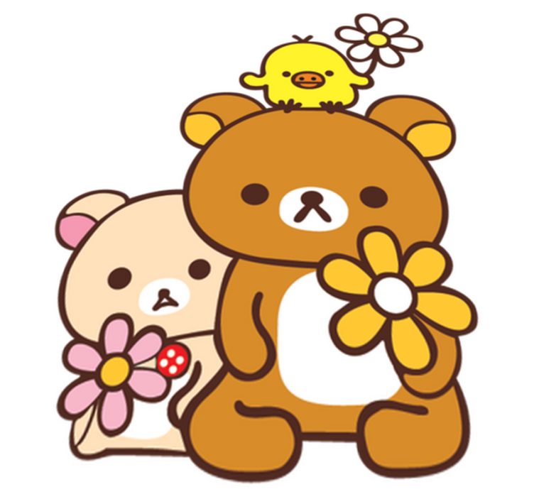 Alfombra vinílica infantil ositos con pájaro - TenVinilo