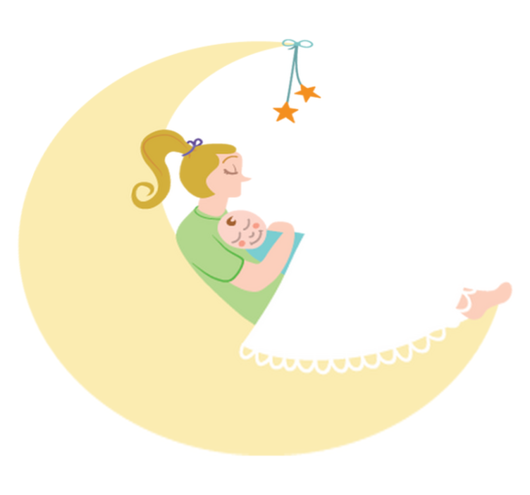 Alfombra vinílica infantil mamá y bebé en la luna - TenVinilo