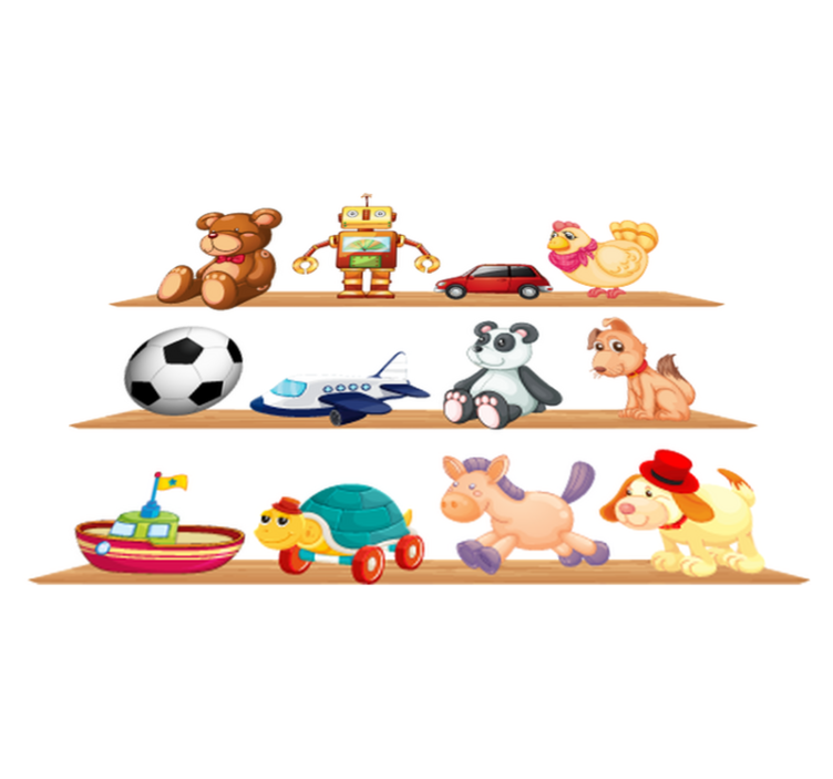 Alfombra vinílica infantil estanterías con juguetes - TenVinilo